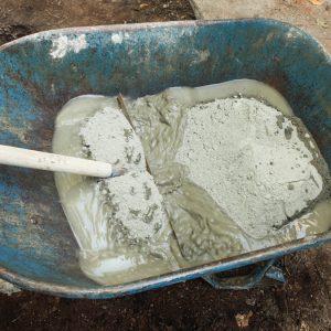 concrete mix in water