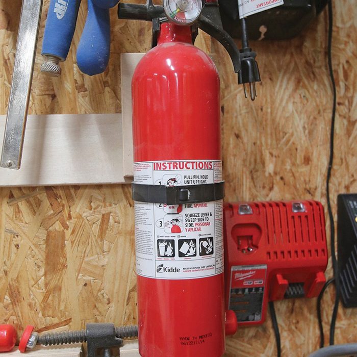 Photo of a fire extinguisher in Casey Knips' shop